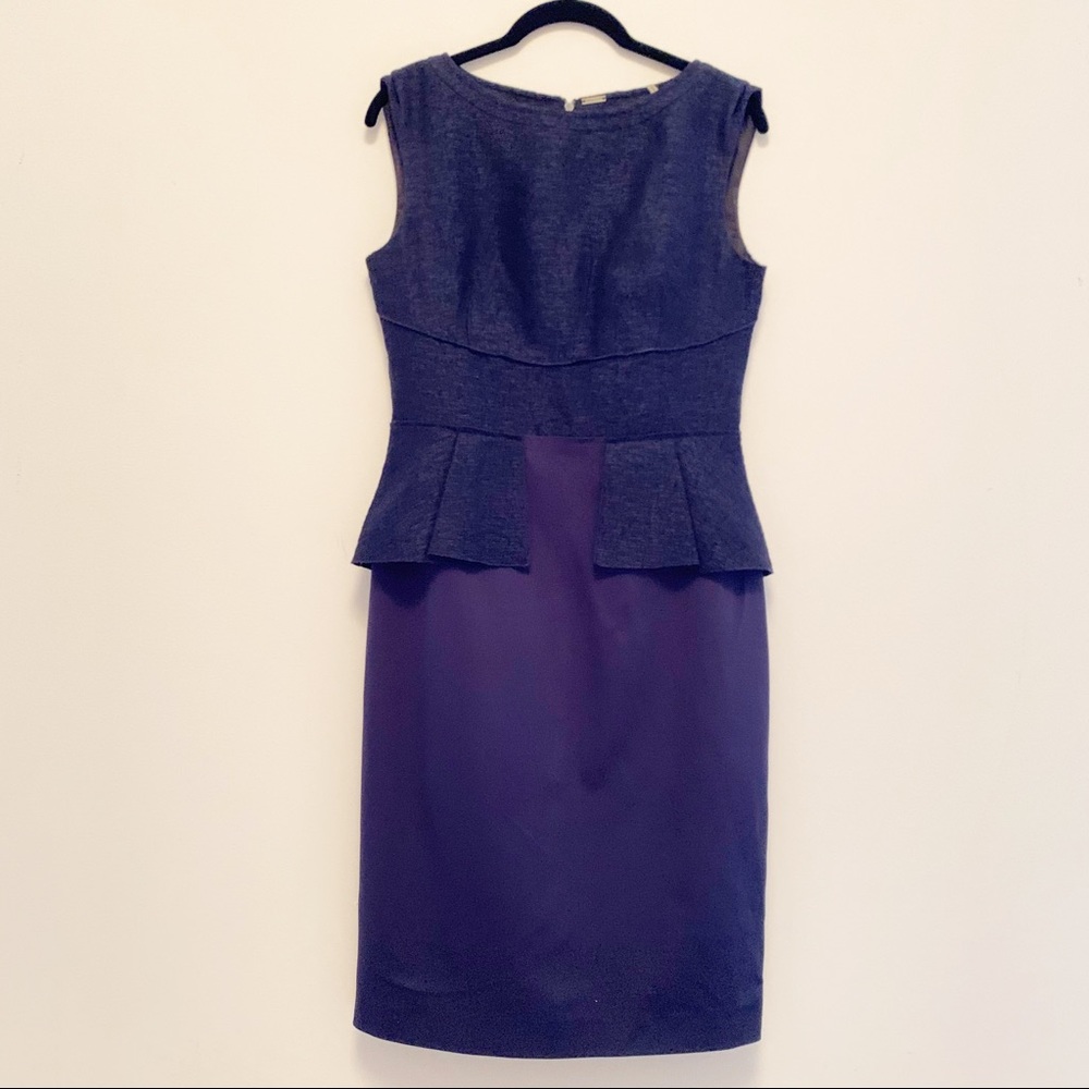 Elie Tahari Navy Blue Peplum Sleeveless Dress 4